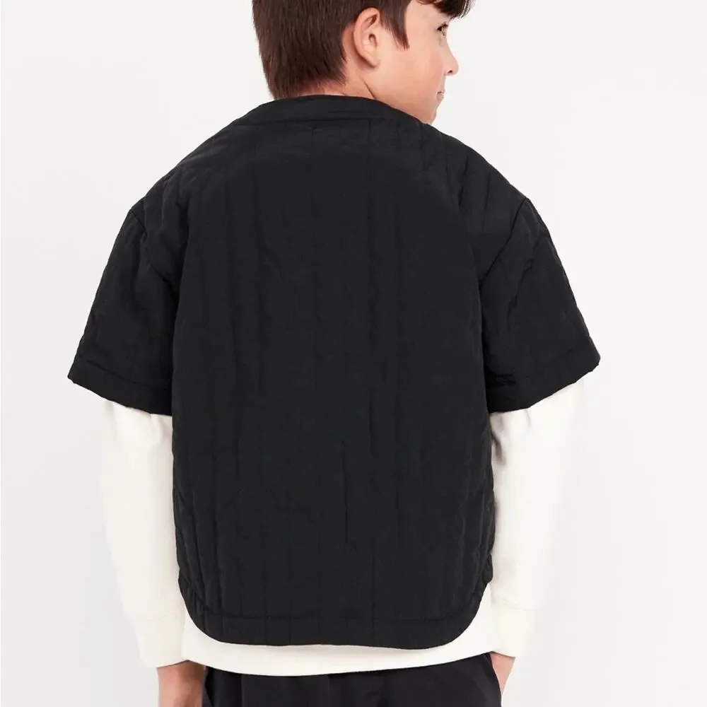 Old Navy Black Oversized Quilted Baseball Jacket